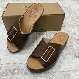 Kork-Ease Shoes Womens Size 7 Brown York Platform Sandals Slide Buckle KE0023806